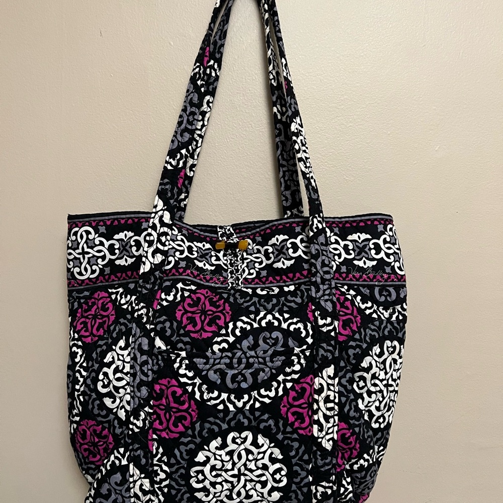 Vera Bradley Canterbury Black and Pink Floral Tote Bag